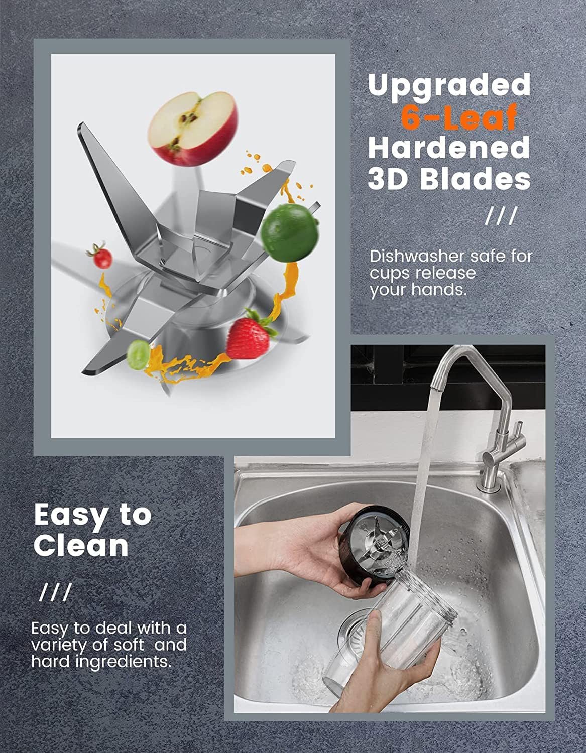 VEWIOR 900W Blender for Shakes and Smoothies, Personal Blenders for Kitchen with 6 Fins Blender Blade, Smoothie Blender with 2 * 22 oz To-Go Cups BPA Free