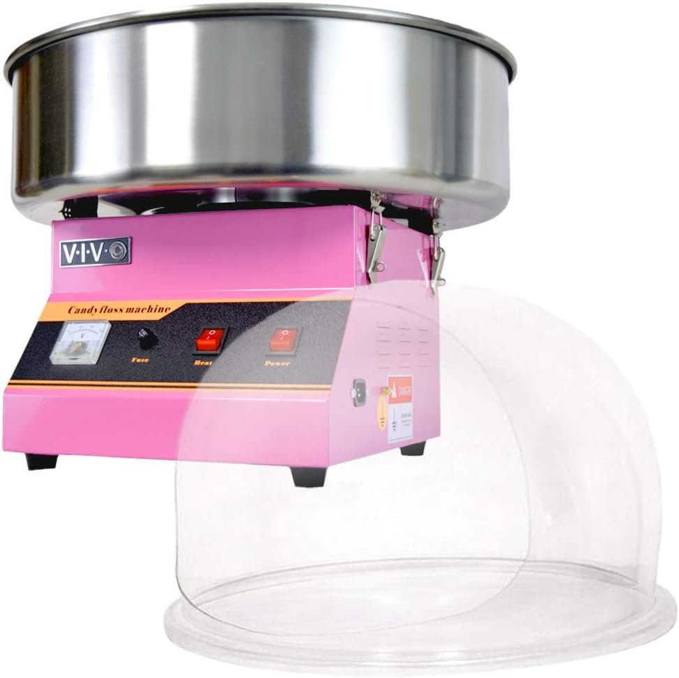 VIVO Pink 1030W Electric Commercial Cotton Candy Machine/Candy Floss Maker with Bubble Shield CANDY-KIT-1